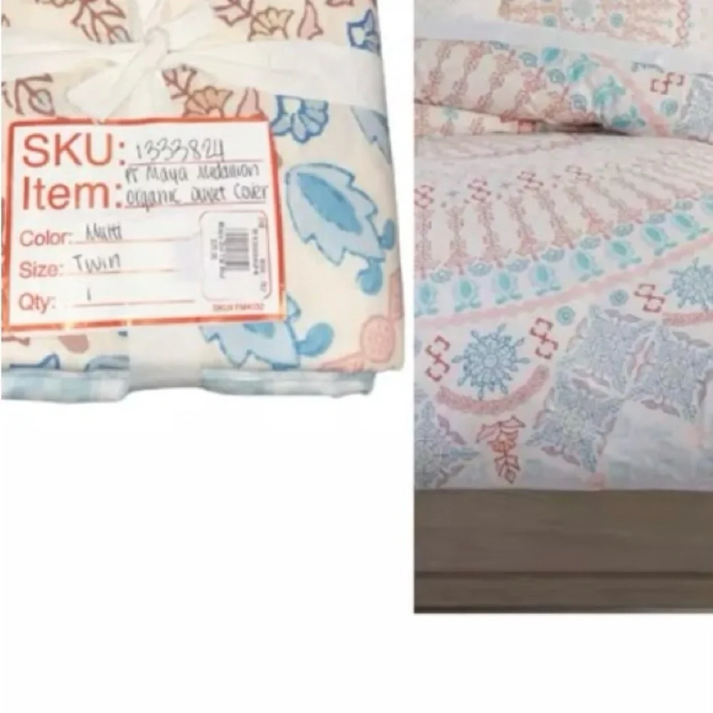 Pottery Barn Maya Medallion Organic Duvet Cover Twin Cotton Percale NWOT